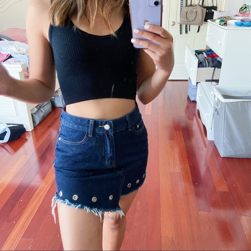 NEW • Distressed Jean Skirt